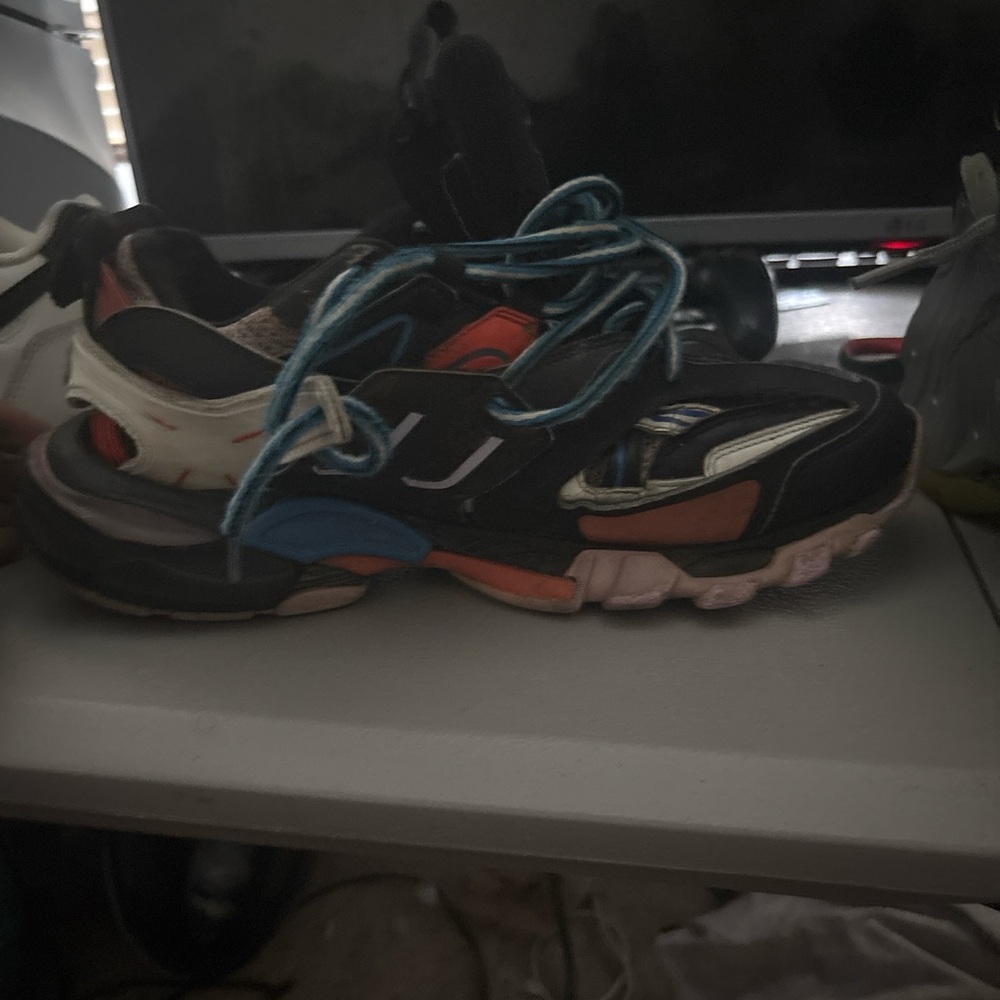 Balenciaga Black and Blue Sneakers with Chunky Sole